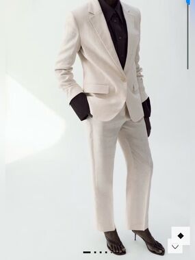 Mango Linen Suit Trousers Womens Straight Leg Pants size 8